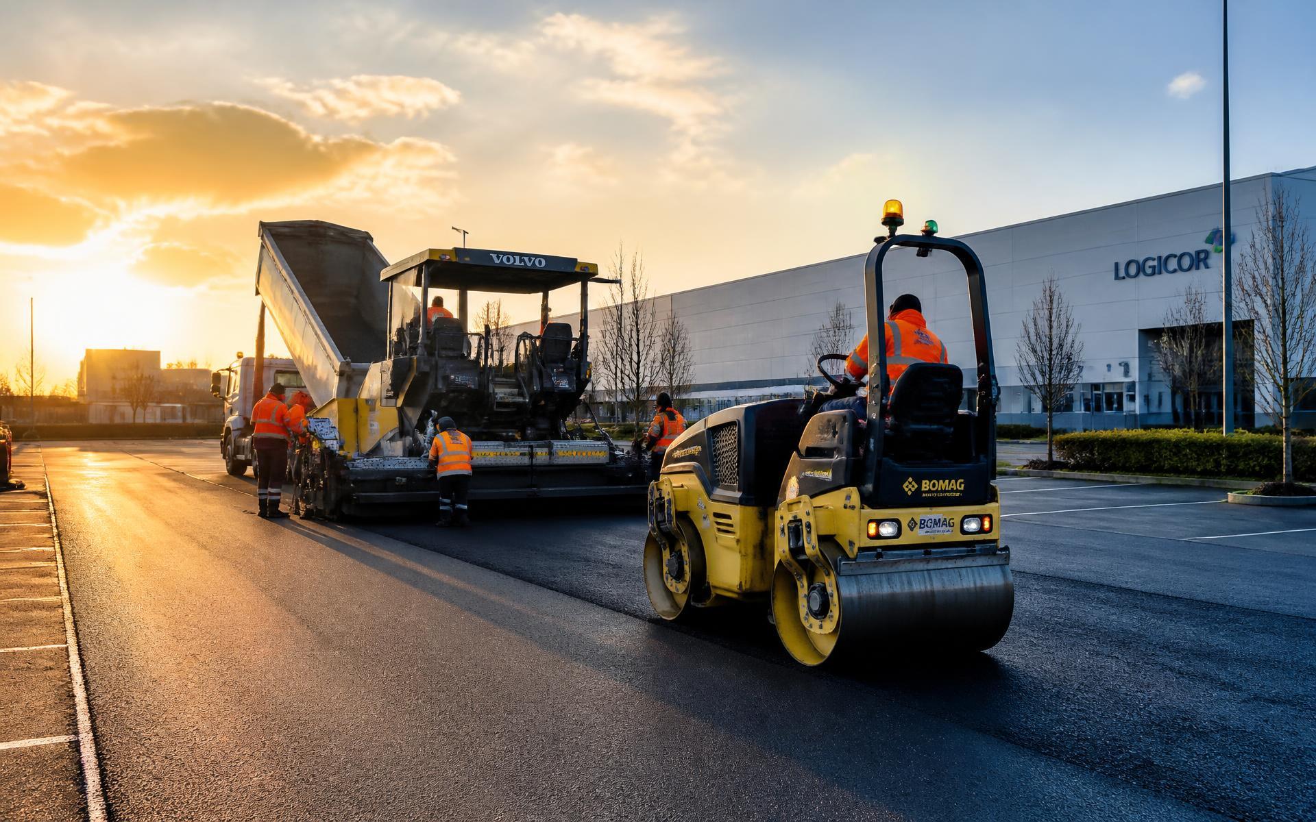 Commercial surfacing machinery at work